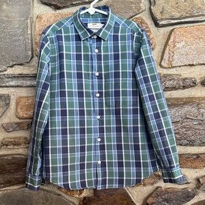 Cyrillus Blue and Green Plaid Button-Down Shirt